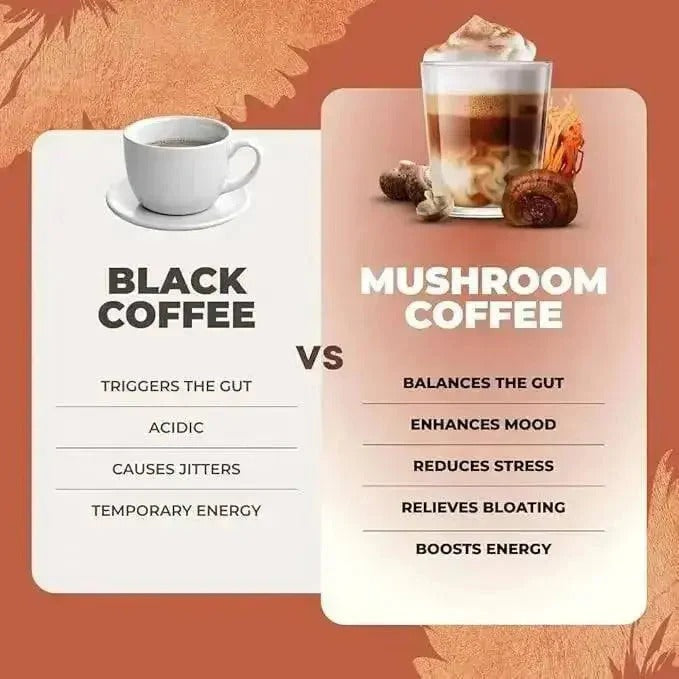 RYZE SUPERFOODS Mushroom Medium Roast Coffee USDA Organic with 6 Adaptogenic Mushrooms, USA Grown Instant Coffee for Better Energy, Focus Digestion Immunity with Lions Mane & Turkey Tail 30 Servings